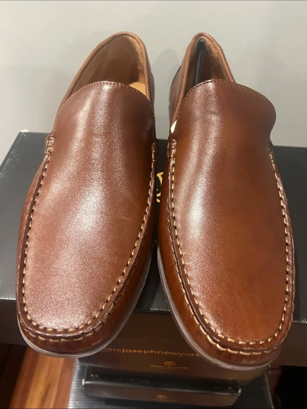 Men's Tan Leather Slip-On Loafers